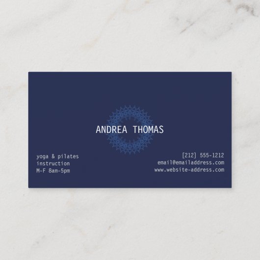 Boho Chic Mandala blauw/blauw Visitekaartje (Achterkant)