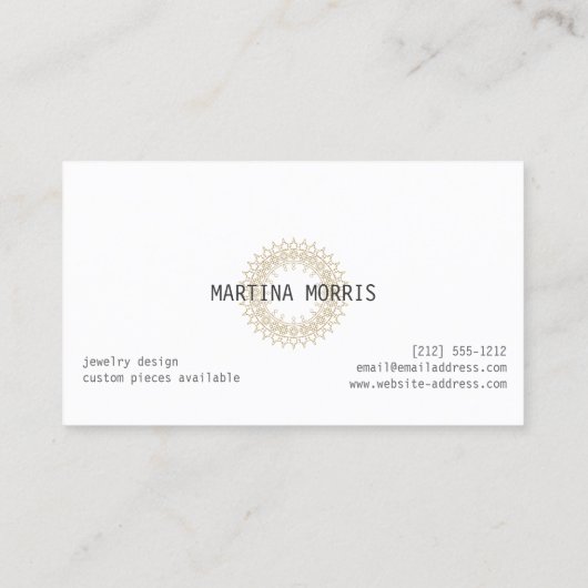 Boho Chic Mandala Faux Goud/Wit Visitekaartje (Achterkant)