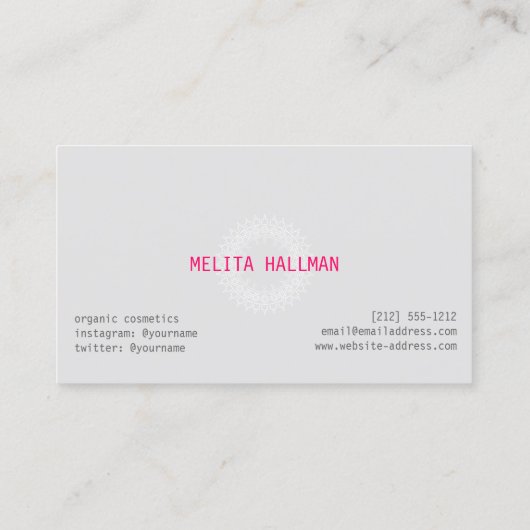 Boho Chic Mandala grijs/roze Visitekaartje (Achterkant)