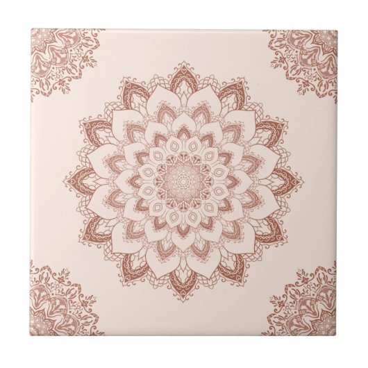 Boho Chic Mandala Modern Accent Neutral Tegeltje (Voorkant)
