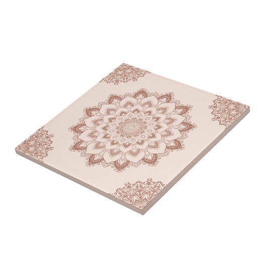 Boho Chic Mandala Modern Accent Neutral Tegeltje (Zijkant)