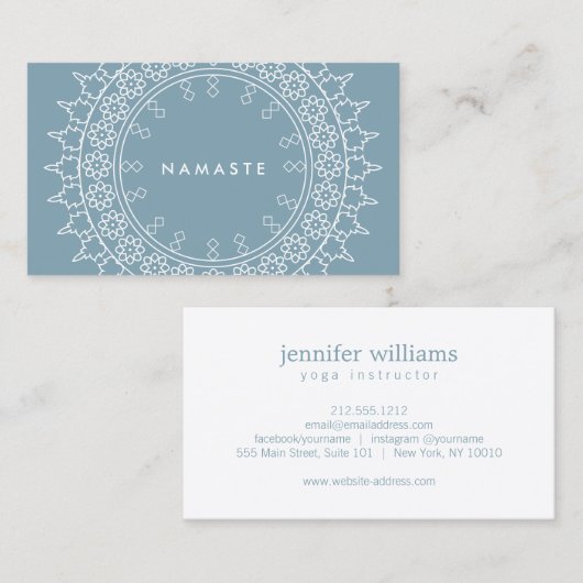 Boho Chic Mandala Namaste Yoga Blauw Visitekaartje (Voorkant / Achterkant)