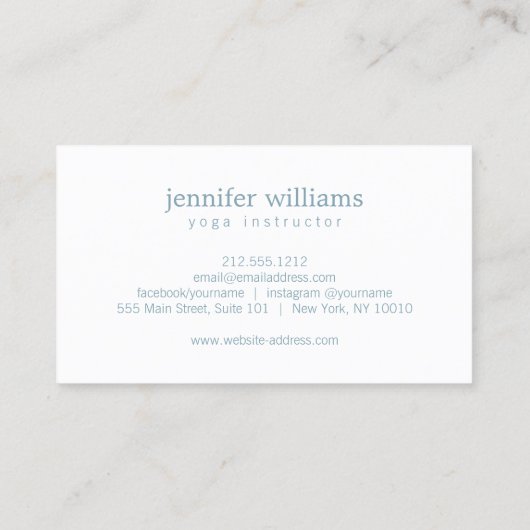 Boho Chic Mandala Namaste Yoga Blauw Visitekaartje (Achterkant)