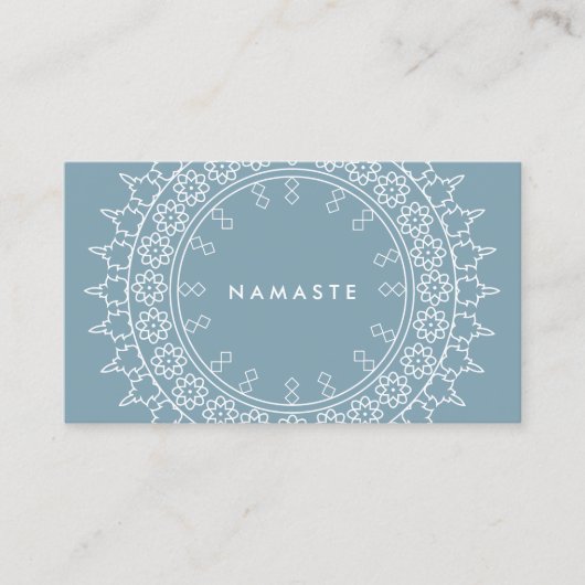 Boho Chic Mandala Namaste Yoga Blauw Visitekaartje (Voorkant)