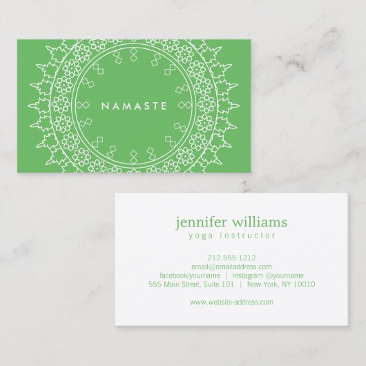 Boho Chic Mandala Namaste Yoga Groen Visitekaartje (Voorkant / Achterkant)
