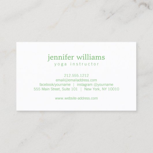 Boho Chic Mandala Namaste Yoga Groen Visitekaartje (Achterkant)