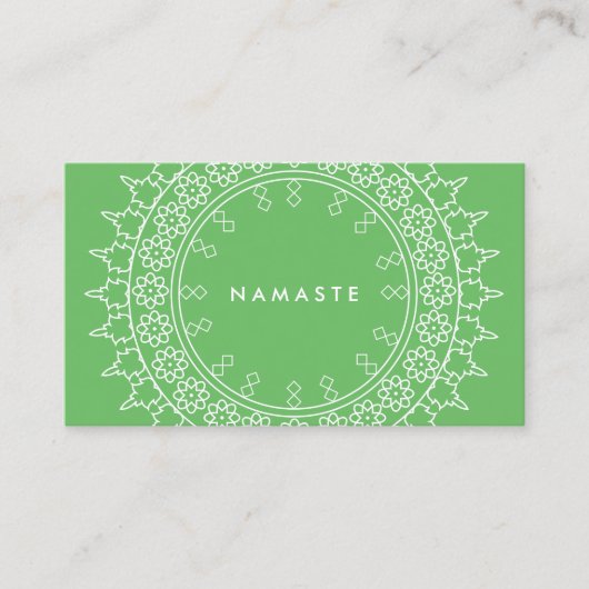 Boho Chic Mandala Namaste Yoga Groen Visitekaartje (Voorkant)
