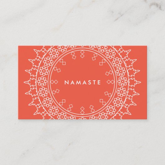 Boho Chic Mandala Namaste Yoga Koraal Visitekaartje (Voorkant)