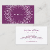 Boho Chic Mandala Namaste Yoga Paarse Visitekaartje (Voorkant / Achterkant)