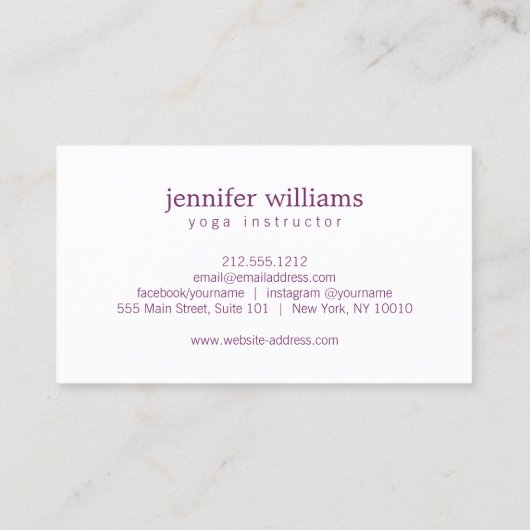 Boho Chic Mandala Namaste Yoga Paarse Visitekaartje (Achterkant)