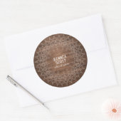 Boho Chic Mandala op Donker Hout Ronde Sticker (Envelop)