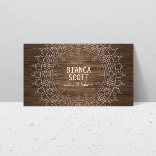 Boho Chic Mandala op Donker Hout Visitekaartje