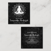 Boho Chic Mandala Trendy Celestial Black White Vierkante Visitekaartje (Voorkant / Achterkant)