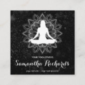 Boho Chic Mandala Trendy Celestial Black White Vierkante Visitekaartje (Voorkant)