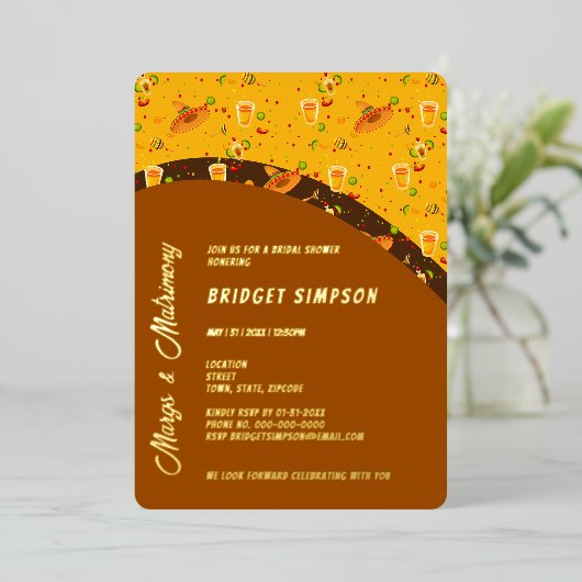 Boho chic margs en het vrijgezellenfeest van het h folie uitnodiging (Staand Voorkant)