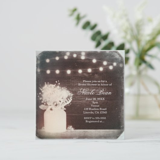 Boho Chic Mason Jar Lights Rustiek Kaart (Staand voorkant)