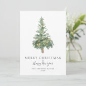 Boho Chic Merry Waterverf Tree Holiday Feestdagenkaart (Staand voorkant)