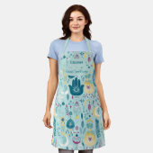 Boho Chic met Hamsa Hand en Bloemaccenten Teal Schort (Gedragen)