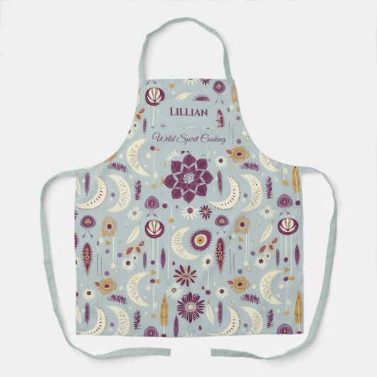 Boho Chic met Mandala en halve maan, aards Schort (Voorkant)