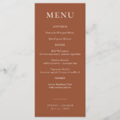 Boho Chic Minimal Terracotta bruiloft Menu (Voorkant)