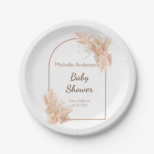Boho Chic Minimalistische Baby shower papier Borde Papieren Bordje (Voorkant)