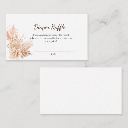 Boho chic minimalistische luier loterij ticket (Voorkant / Achterkant)