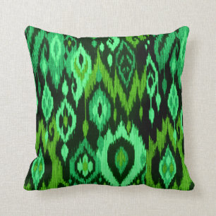 Boho Chic mint emerald green Ikat Tribal Tapestry Kussen