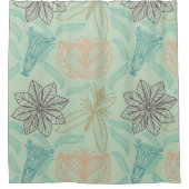 Boho-Chic Mint Floral Blossom Pattern Douchegordijn (Voorkant)