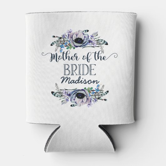 Boho Chic Mint & Navy Bloemen Moeder van de bruid Blikjeskoeler (Voorkant)
