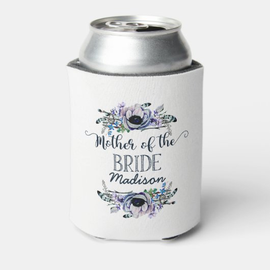 Boho Chic Mint & Navy Bloemen Moeder van de bruid Blikjeskoeler (Blikje Achterkant)