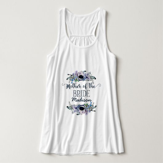 Boho Chic Mint & Navy Bloemrijke Moeder van de Bru Tanktop (Design voorkant)
