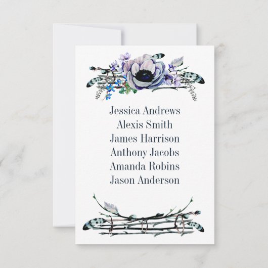 Boho Chic Mint & Navy Bloemstuk Tafelnummer Zitpla (Achterkant)