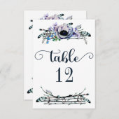 Boho Chic Mint & Navy Bloemstuk Tafelnummer Zitpla (Voorkant / Achterkant)