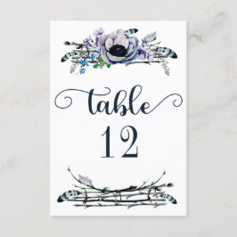 Boho Chic Mint & Navy Bloemstuk Tafelnummer Zitpla