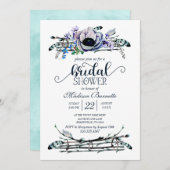 Boho Chic Mint & Navy Bridal Shower Uitnodiging (Voorkant / Achterkant)