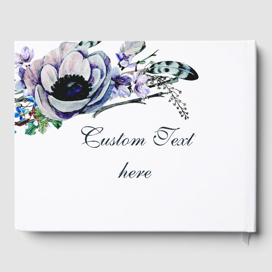 Boho Chic Mint & Navy Floral Wedding Monogram Gastenboek (Achterkant)