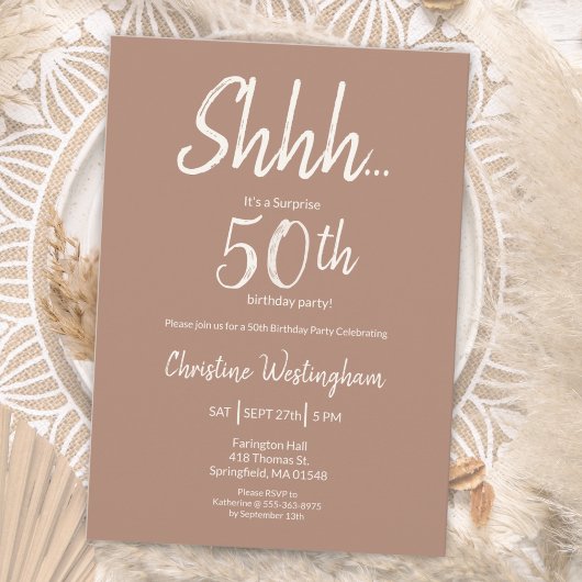 Boho Chic Mocha Cream Verrassing 50e Verjaardag Kaart