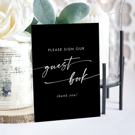 Boho Chic Modern Black Wedding Guest Book Acryl Bord