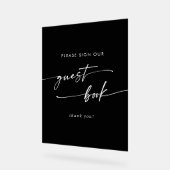 Boho Chic Modern Black Wedding Guest Book Acryl Bord (Hoek)