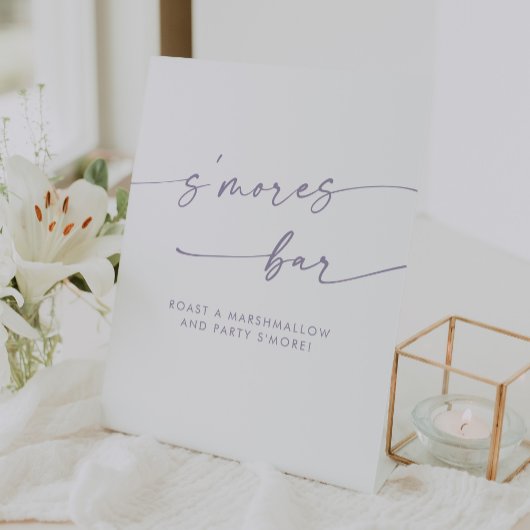 Boho Chic Modern Dusty Paarse Smores Wedding Reclamebord Met Voetstuk
