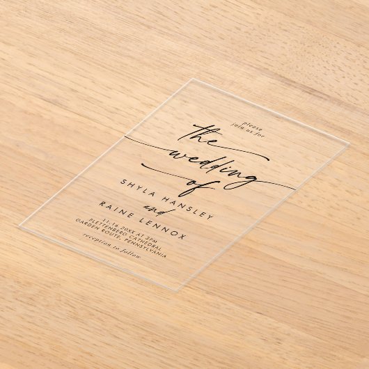 Boho Chic Modern Eenvoudig Clear Acryl Trouwen Acryl Uitnodigingen (Laagn)