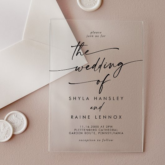 Boho Chic Modern Eenvoudig Clear Acryl Trouwen Uitnodigingen
