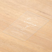 Boho Chic Modern Eenvoudig Wit Clear Wedding Acryl Uitnodigingen (Laagn)