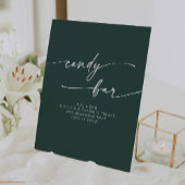 Boho Chic Modern Emerald Green Snoep Bar Wedding Reclamebord Met Voetstuk