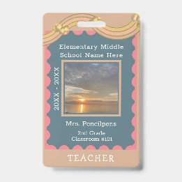 Boho Chic Modern Rainbow Custom Teacher ID Badge