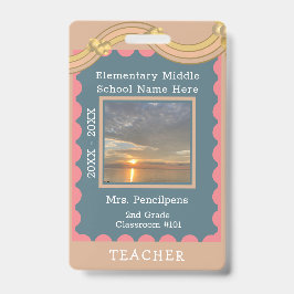 Boho Chic Modern Rainbow Custom Teacher ID Badge