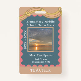 Boho Chic Modern Rainbow Custom Teacher ID Badge
