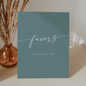 Boho Chic Modern Seafoam Blauwgroen bruiloft gunst Reclamebord Met Voetstuk