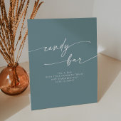 Boho Chic Modern Seafoam Blauwgroen Snoep Bar Wedd Reclamebord Met Voetstuk