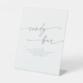 Boho Chic Modern Slate Blue Snoep Bar Wedding Reclamebord Met Voetstuk (Voorkant)